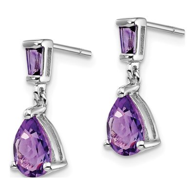 14K White Gold Amethyst Dangle Earrings – view 2