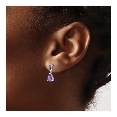 14K White Gold Amethyst Dangle Earrings – view 3