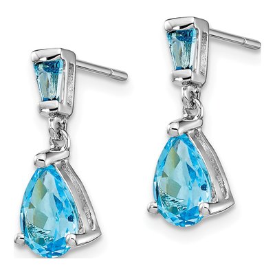 14K White Gold Swiss Blue Topaz Dangle Earrings – view 2