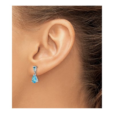 14K White Gold Swiss Blue Topaz Dangle Earrings – view 3