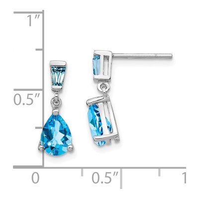 14K White Gold Swiss Blue Topaz Dangle Earrings – view 4