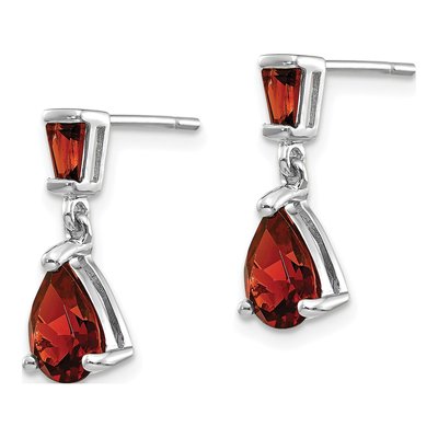 14K White Gold Garnet Dangle Earrings – view 2