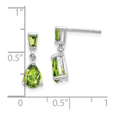 14K White Gold Peridot Pear Baguette Dangle Earrings – view 4