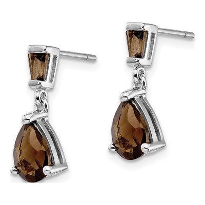 14K White Gold Smoky Quartz Dangle Earrings – view 2
