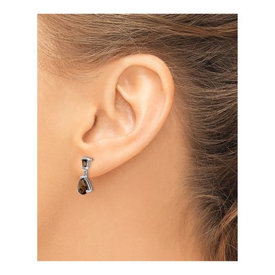 14K White Gold Smoky Quartz Dangle Earrings – view 3