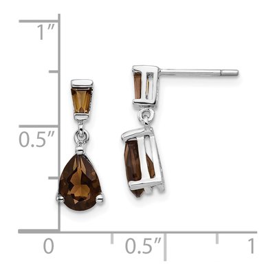14K White Gold Smoky Quartz Dangle Earrings – view 4