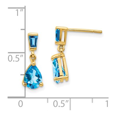 14K Yellow Gold Swiss Blue Topaz Dangle Earrings – view 4