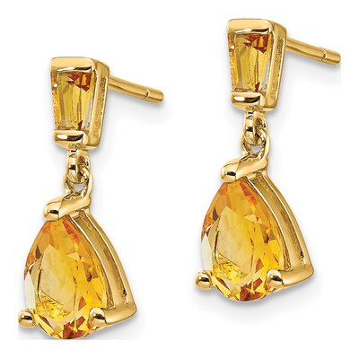 14K Yellow Gold Citrine Dangle Earrings – view 2