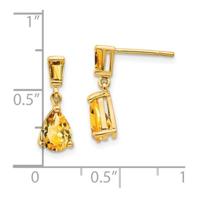 14K Yellow Gold Citrine Dangle Earrings – view 4