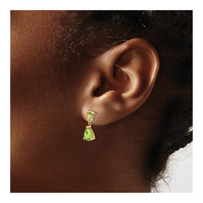 14K Yellow Gold Peridot Pear Baguette Dangle Earrings – view 3