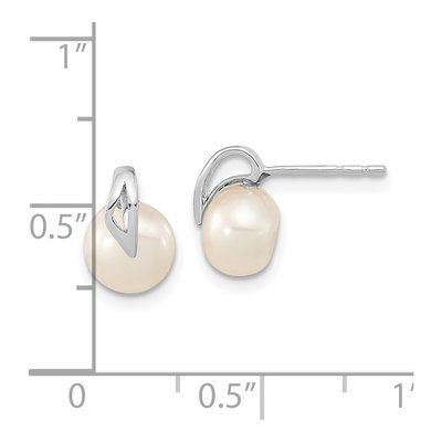 14K White Gold Freshwater Cultured Pearl Button Stud Earrings – view 4
