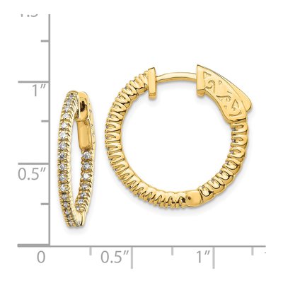 14K Yellow Gold 3/8 ct tw 15mm Diamond Inside-Out Hoop Earrings – view 4