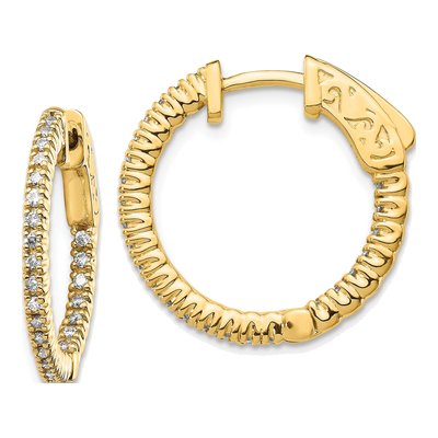 14K Yellow Gold 3/8 ct tw 15mm Diamond Inside-Out Hoop Earrings