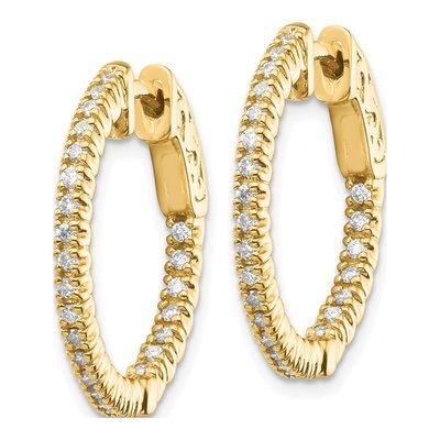14K Yellow Gold 3/8 ct tw 15mm Lab-Grown Diamond Inside-Out Hoop Earrings – view 2