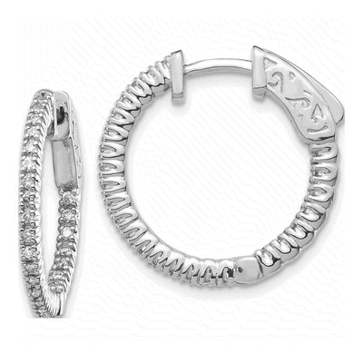 14K White Gold 3/8 ct tw 15mm Diamond Inside-Out Hoop Earrings