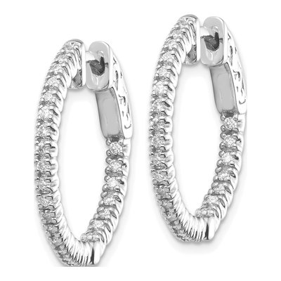 14K White Gold 3/8 ct tw 15mm Lab-Grown Diamond Inside-Out Hoop Earrings – view 3
