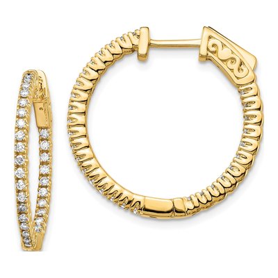 14K Yellow Gold 5/8 ct tw 19mm Lab-Grown Diamond Hoop Earrings