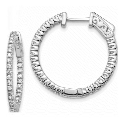 14K White Gold Diamond Inside-Out Hoop Earring Mounting