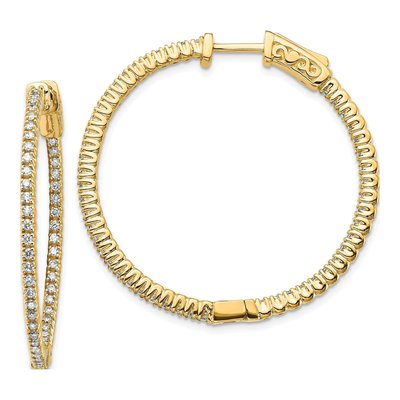 14K Yellow Gold 3/4 ct tw 28mm Lab-Grown Diamond Inside-Out Hoop Earrings