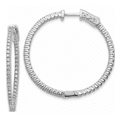 14K White Gold Diamond Inside-Out Hoop Earring Mounting