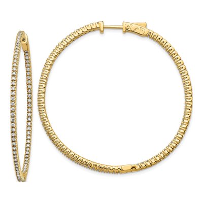 14K Yellow Gold 1.25 ct tw 43mm Diamond Inside-Out Hoop Earrings