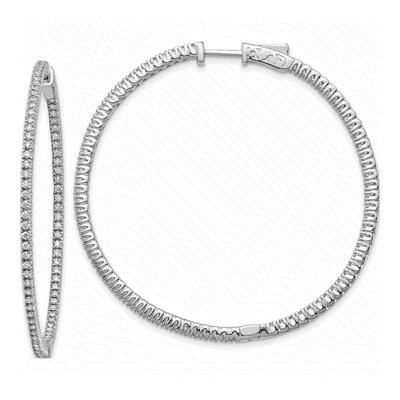 14K White Gold Diamond Inside-Out Hoop Earring Mounting