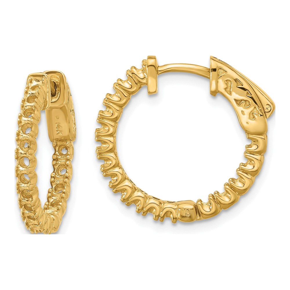 14K Yellow Gold In/Out Hoop Earring Mountings, Hinged