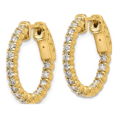 14K Yellow Gold 1 ct tw 20mm Diamond Inside-Out Hoop Earrings – view 3