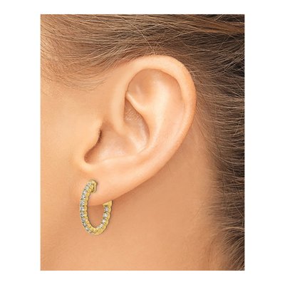 14K Yellow Gold 1 ct tw 20mm Diamond Inside-Out Hoop Earrings – view 4