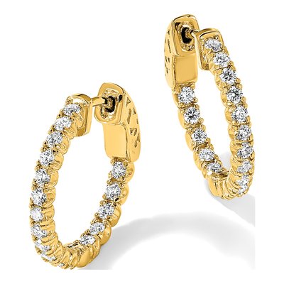 14K Yellow Gold 1 ct tw 20mm Diamond Inside-Out Hoop Earrings – view 8