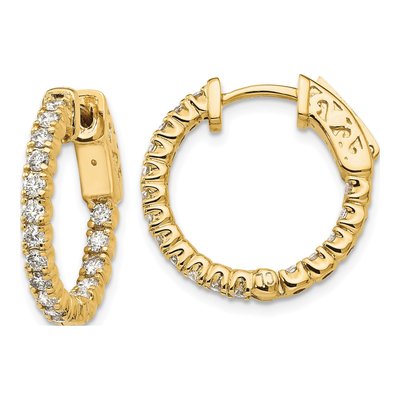 14K Yellow Gold 1 ct tw 20mm Diamond Inside-Out Hoop Earrings