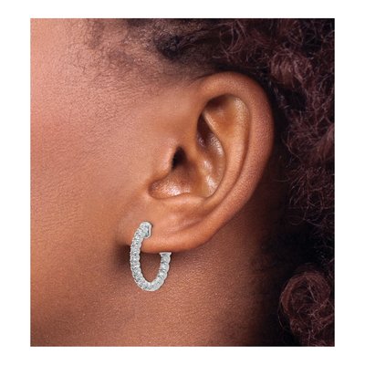 14K White Gold Diamond Inside-Out Hoop Earring Mounting – view 4