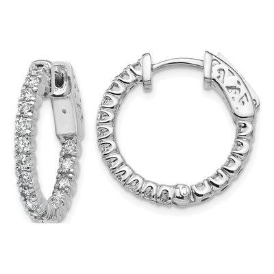 14K White Gold Diamond Inside-Out Hoop Earring Mounting