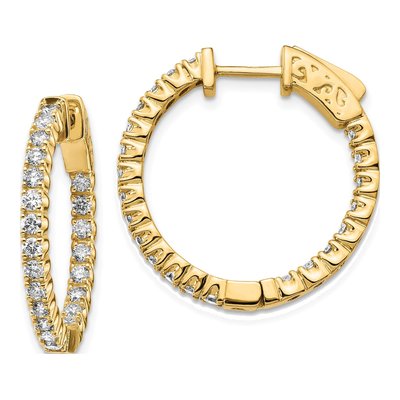 14K Yellow Gold 1.25 ct tw 25mm Diamond Inside-Out Hoop Earrings