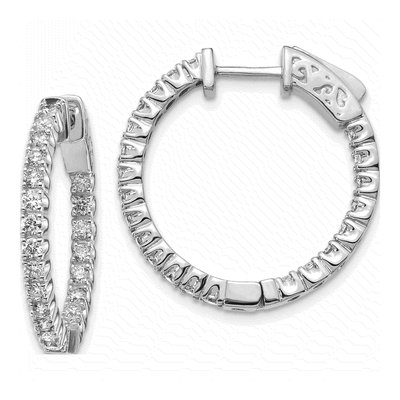 14K White Gold Diamond Inside-Out Hoop Earring Mounting