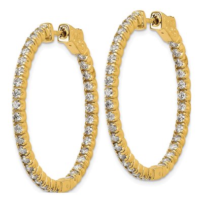 14K Yellow Gold 2 ct tw 35mm Diamond Inside-Out Hoop Earrings – view 2