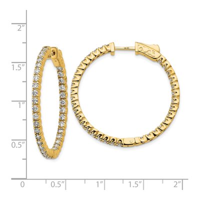 14K Yellow Gold 2 ct tw 35mm Diamond Inside-Out Hoop Earrings – view 4