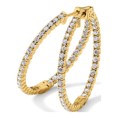 14K Yellow Gold 2 ct tw 35mm Diamond Inside-Out Hoop Earrings – view 7