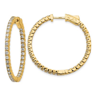 14K Yellow Gold 2 ct tw 35mm Diamond Inside-Out Hoop Earrings