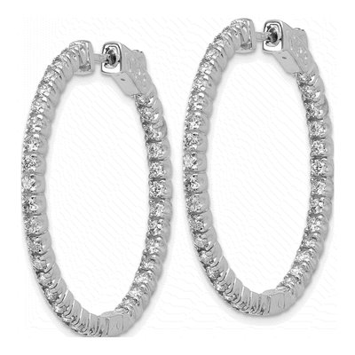 14K White Gold Diamond Inside-Out Hoop Earring Mounting – view 3