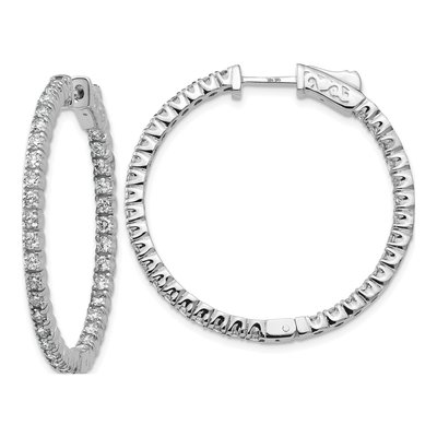 14K White Gold Diamond Inside-Out Hoop Earring Mounting