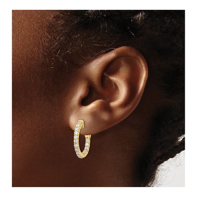 14K Yellow Gold 1.1 ct tw 20mm Diamond Inside-Out Hoop Earrings – view 3