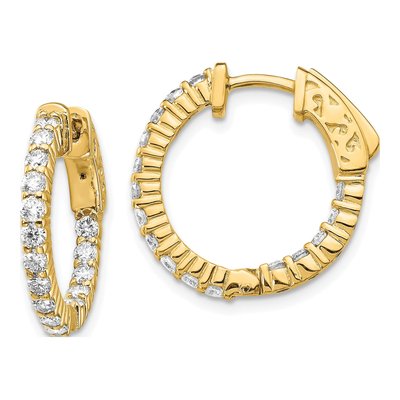 14K Yellow Gold 1.1 ct tw 20mm Diamond Inside-Out Hoop Earrings