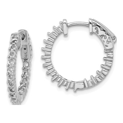 14K White Gold Diamond Inside-Out Hoop Earring Mounting