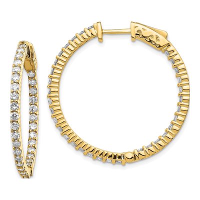14K Yellow Gold 1.8 ct tw 31mm Diamond Inside-Out Hoop Earrings