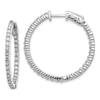 14K White Gold Diamond Inside-Out Hoop Earring Mounting