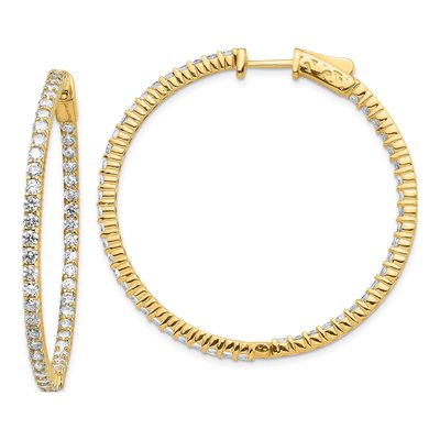 14K Yellow Gold 3.5 ct tw 42mm Diamond Inside-Out Hoop Earrings