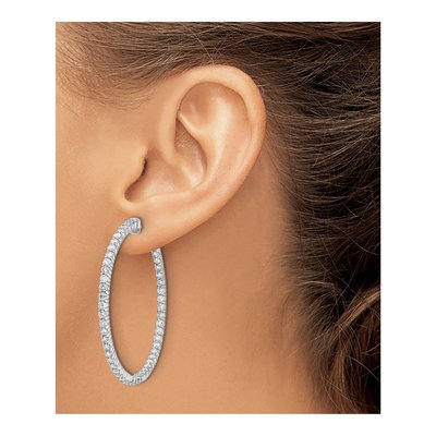 14K White Gold Diamond Inside-Out Hoop Earring Mounting – view 3