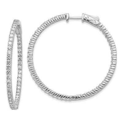 14K White Gold Diamond Inside-Out Hoop Earring Mounting