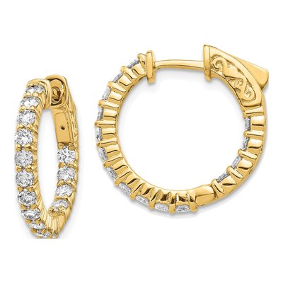 14K Yellow Gold 1.5 ct tw 14mm Diamond Inside-Out Hoop Earrings